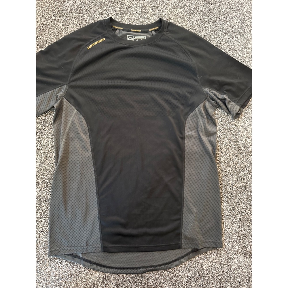 Warrior Sports Mens Performance Shirt Large Black Gray Mesh Athletic Training T